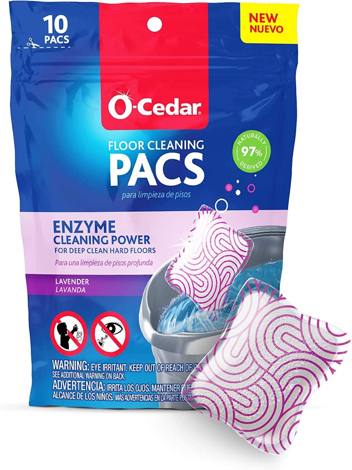 O-Cedar EasyWring RinseClean Microfiber Spin Mop & Bucket Floor Cleaning System with 1 Extra Refill with Lavender Pac (Variety Pack)
