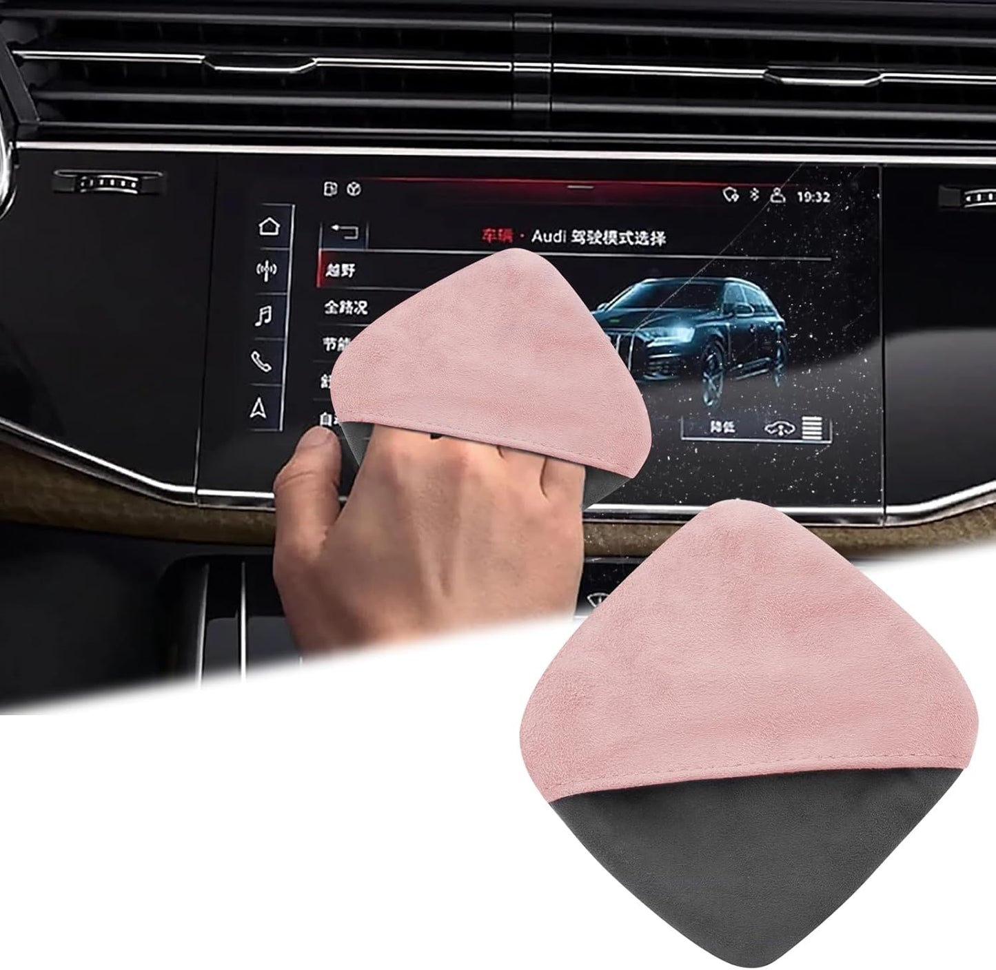 Car Screen Cleaner, 4.1''×4.1'' Microfiber Dashboard Wipes, Square Microfiber Cloth, Car Display Wipes,Vehicle Screen Cleaner Tool universal for Car Dashboard Car Display Car Interior Tools (Black)