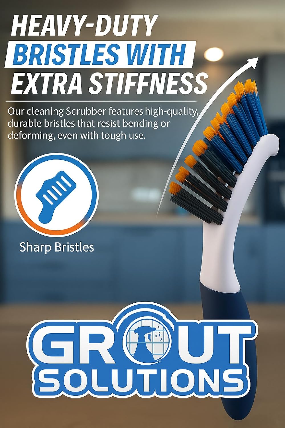 Professional Grout Brush Heavy-Duty Swivel Head with Stiff V-Shaped Bristles for Deep Cleaning Tile, Corners, Showers, Kitchens & Floors Without Scratching Fits Standard Thread Poles