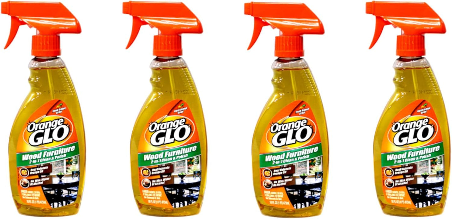 Orange Glo Wood Furniture 2-in-1 Clean & Polish Spray, 16 oz. (Pack of 4)