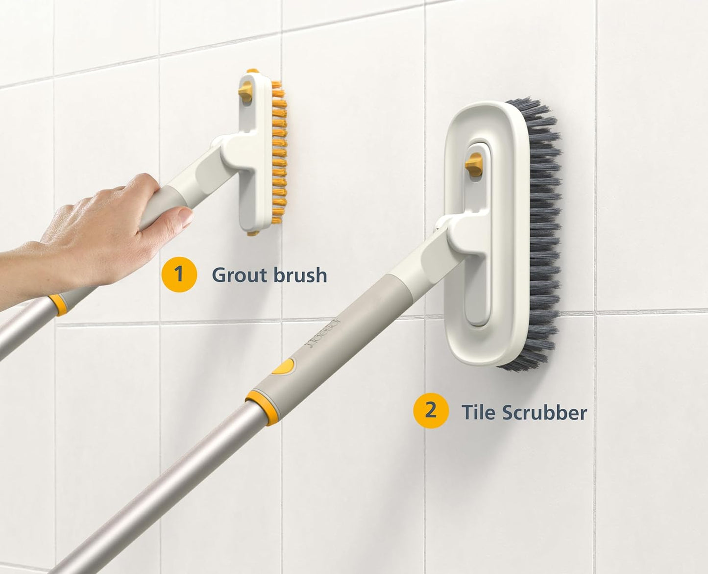 Joseph Joseph CleanTech 2-in-1 Glass Cleaner Shower Squeegee with Washable Microfiber Pad and Space-Saving Foldable Handle