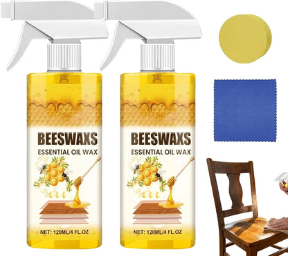 Beeswax Wood Polish Spray, Beeswax Spray Furniture Polish, Natural Beeswax Essential Oil Wax for Living Rooms, Kitchens, Wood Furniture Floors (1 Set)