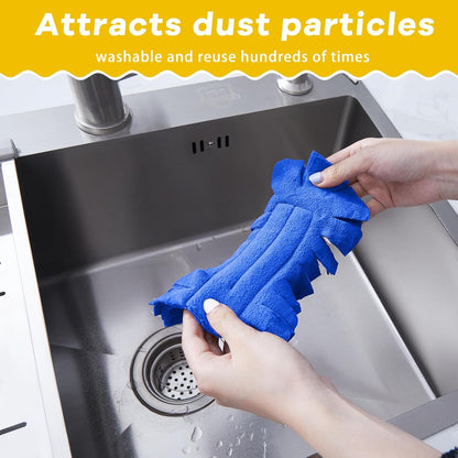 Zubebe 12 Pcs Duster Refill Reusable Fleece Duster Refills Feather Flat Dusters Multi Surface Washable Cleaning Pads Tools for Home, Blinds, Car, Pet, Furniture, Fans (Dark Color)