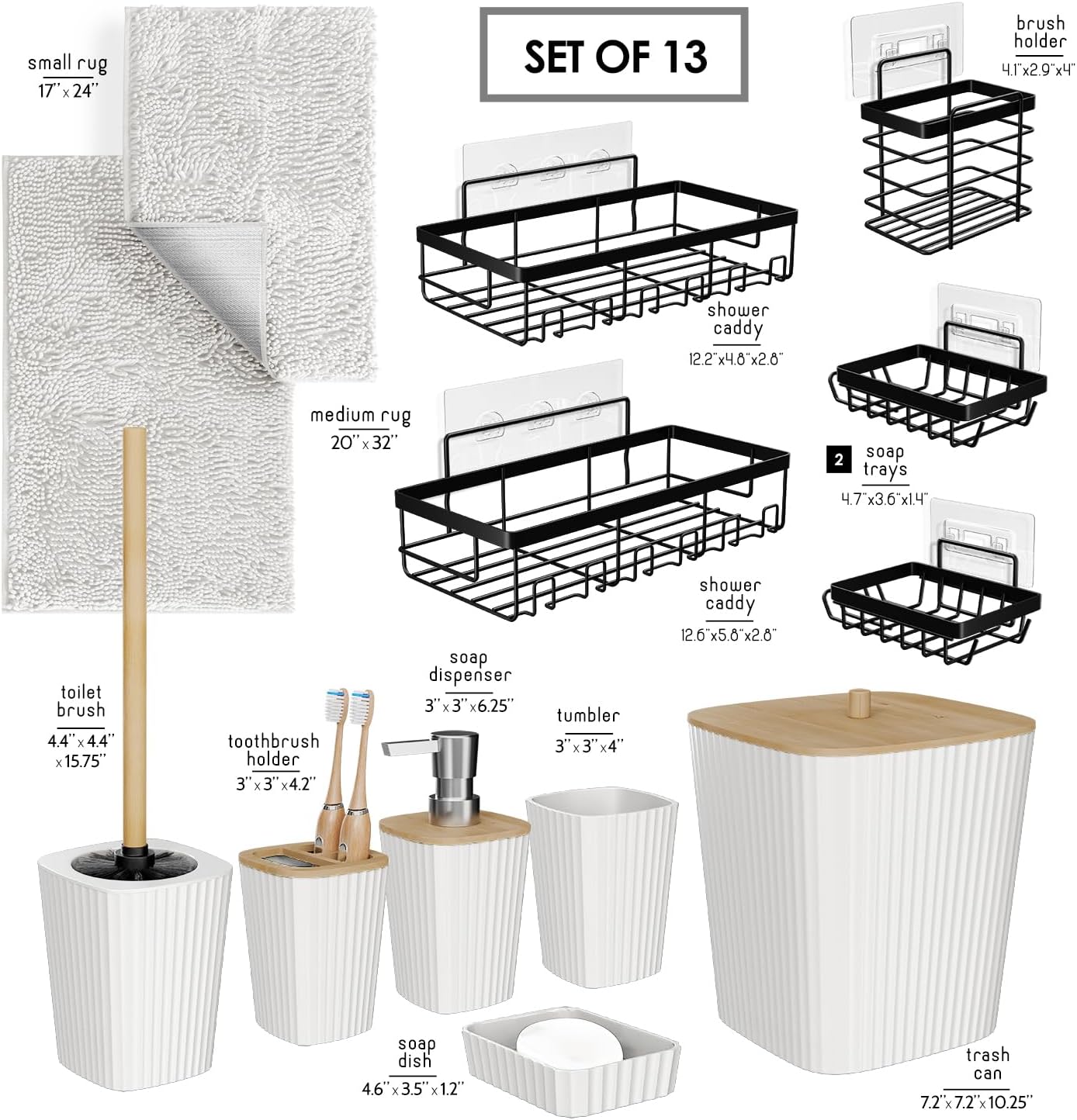 Clara Clark Bathroom Set - Sage Green Bathroom Accessories Set, 6PC Bathroom Accessory Set, Bathroom Sets with Toilet Brush, Trash Can & Soap Dispenser