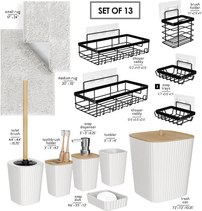 Clara Clark Bathroom Set - Sage Green Bathroom Accessories Set, 6PC Bathroom Accessory Set, Bathroom Sets with Toilet Brush, Trash Can & Soap Dispenser
