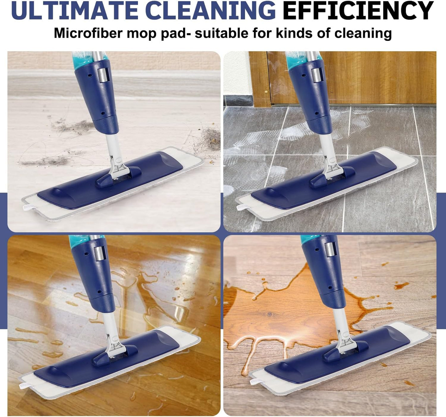 3 Pack Microfiber Reusable Mop Pads, Wet/Dry Floor Cleaning Refill Mop Pads, Spray Mop Hard Wood Floor Mop Pads Refills, Machine Washable Power Mop Pads Replacement