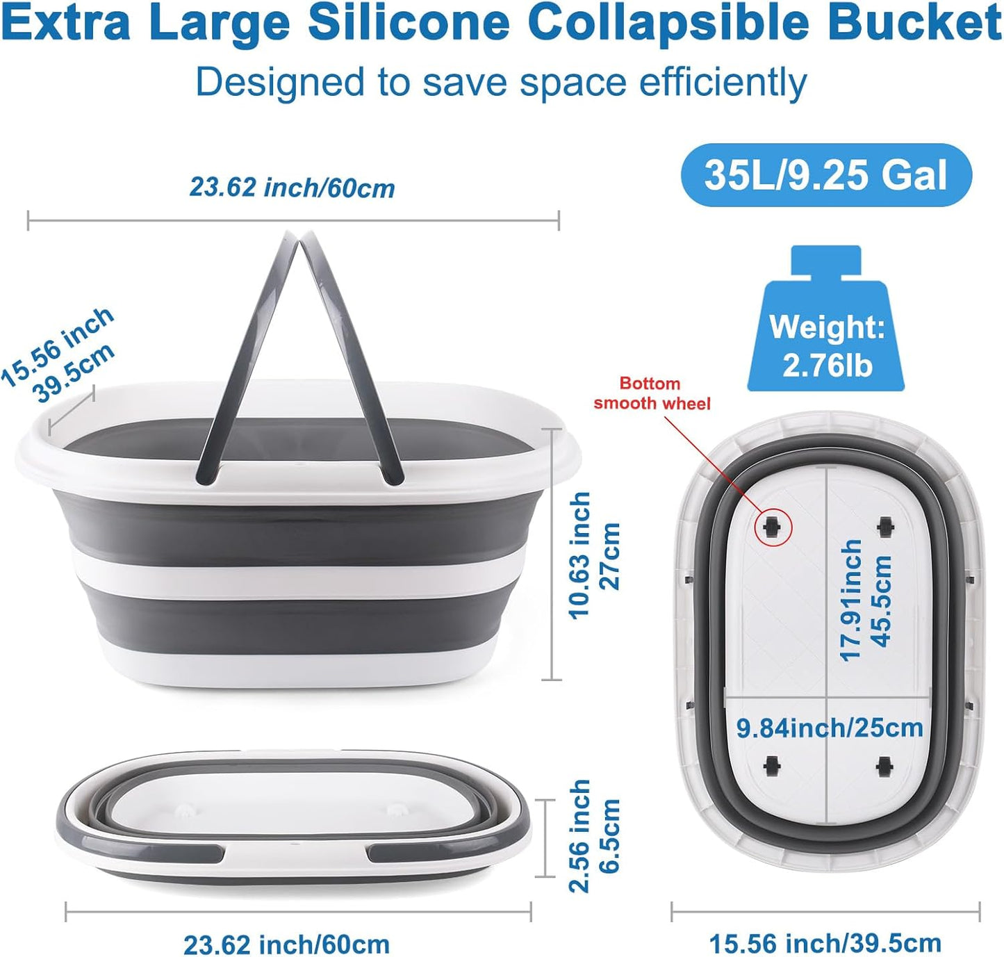 Collapsible Mop Bucket with Handle for Cleaning, 16L(4.2 Gallon) Silicone Square Mopping Bucket for Windows Cleaning or Car Washing, Cleaning Supplies Organizer Plastic Bucket for Storage