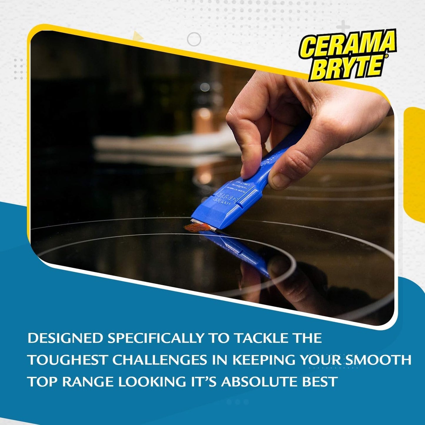 Cerama Bryte Ceramic Cooktop Cleaner (28 oz), Scraper and 5 Cleaning Pads Combo Kit
