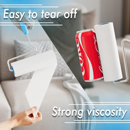 Large Lint Rollers for Carpet, 9.45'' Sticky Rollers for Floor with 360 Sheets, Extendable Long Handle Sticky Mop for Cleaning Couch, Curtains, Cars, Clothing, and Pet Hair