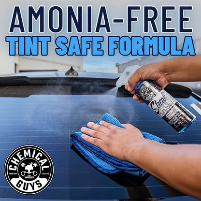 Chemical Guys Streak Free Glass and Window Cleaner - Works on Glass, Windows, Mirrors, and Screens, Ammonia-Free and Safe on Tinted Windows, for Cars, Trucks, SUVs, and Home Use - 16 oz