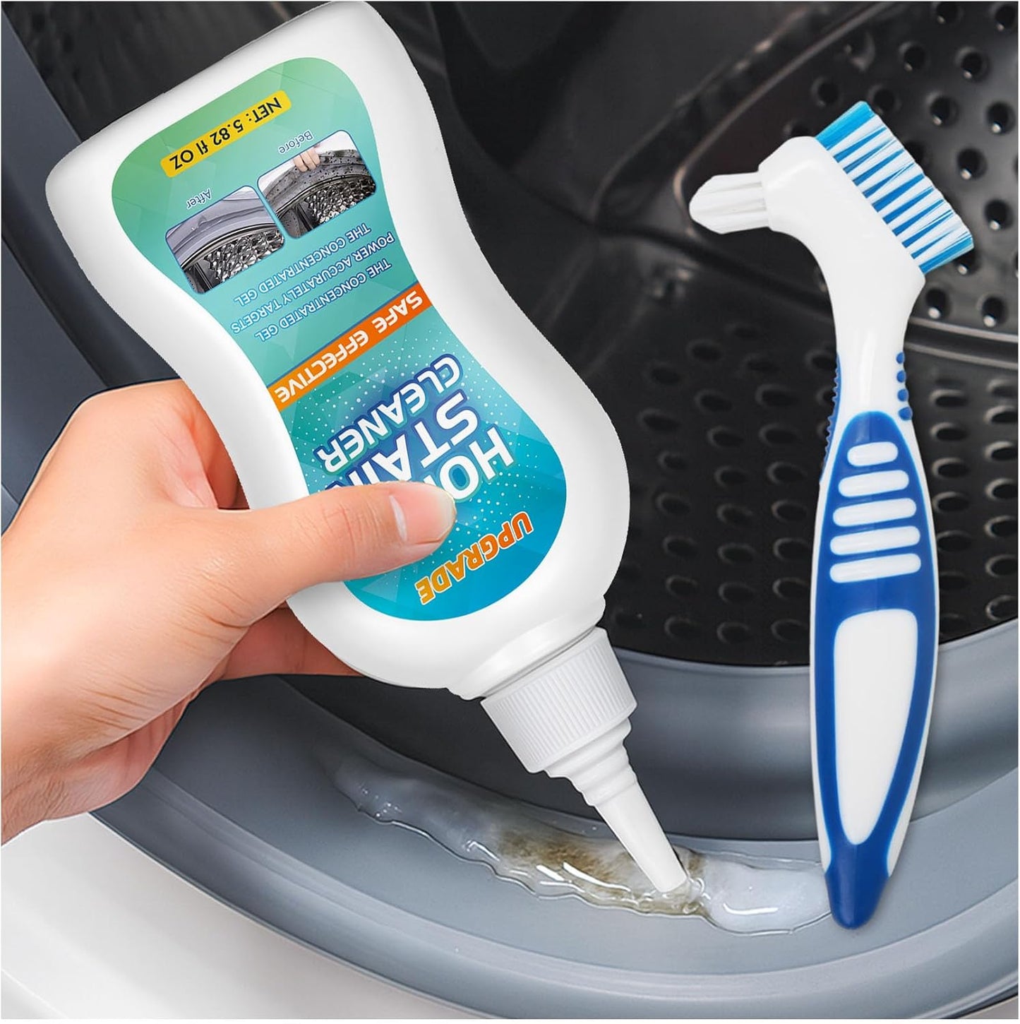 Mold Stain Cleaner Gel, 5.82 Fl oz All-Purpose Gel for Home Use on Washing Machine Gasket, Bathroom Grout, Sink, Shower, Caulk, and Front Loader Seal