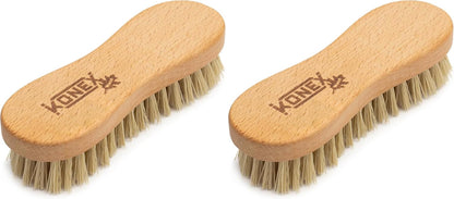KONEX Nylon Fiber Economy Utility Cleaning Hand Brush | Heavy Duty Hand-Held Scrub Brush Stiff Bristles | Wooden Body, Ideal Scrub Brushes for Cleaning (Peanut Shaped)