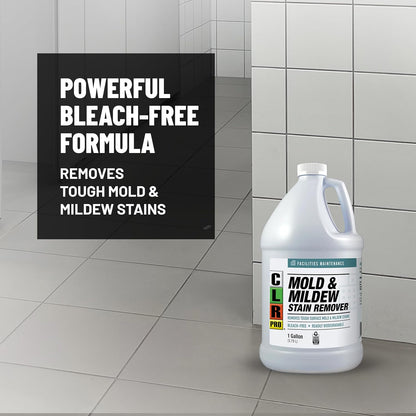 CLR PRO Heavy Duty Bleach-Free Mold and Mildew Stain Remover, 1 Gallon Bottle, Unscented Multi-Surface Stain Remover, Works on Tile, Wood, Concrete, Glass and More