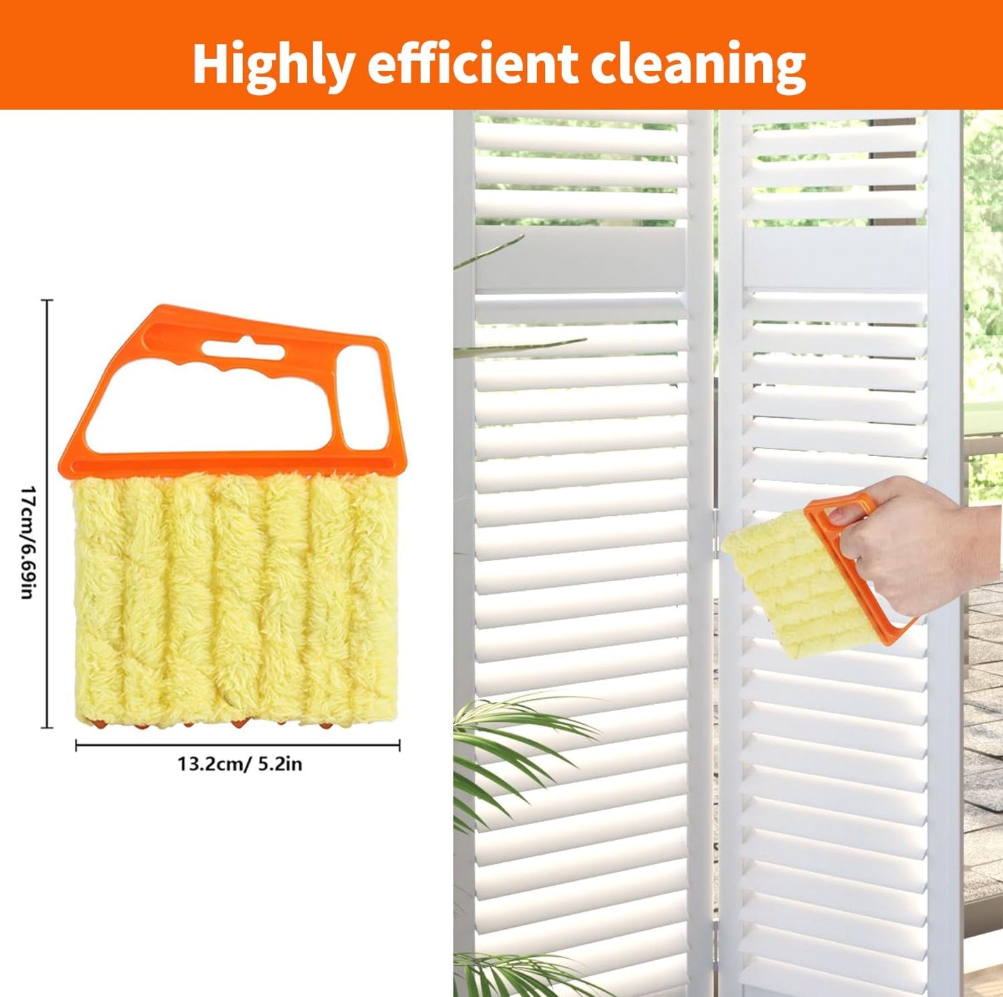 6 Pcs Window Venetian Blind Cleaner Duster Tool, Microfiber 6 Finger Duster Brush for Cleaning Window Shutters, Air Conditioner, Wood & Vinyl Blinds, Includes 6 Cloth Covers