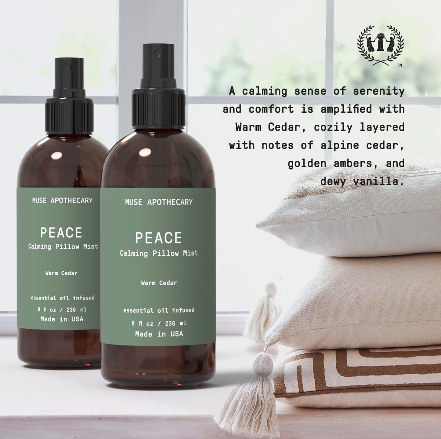 Muse Apothecary Linen Ritual - Aromatic, Soothing, and Relaxing Linen Spray for Bedding, Laundry and Fabric Spray Freshener - Infused with Aromatherapy Essential Oils - Lavender Serenity