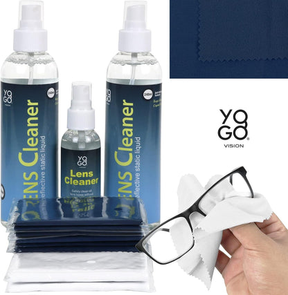 Lens Cleaner Spray 2 Eyeglass Cleaner Bottels, with 4 Microfiber Cloths Kit Ammonia and Streak Free Safe for Eyewear and Electronics