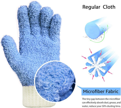 MIG4U Microfiber Dusting Gloves House Cleaning Glove for Blinds, Windows, Shutters, Furniture, and Car, Reusable Lint-Free Pink 1 Pair S/M