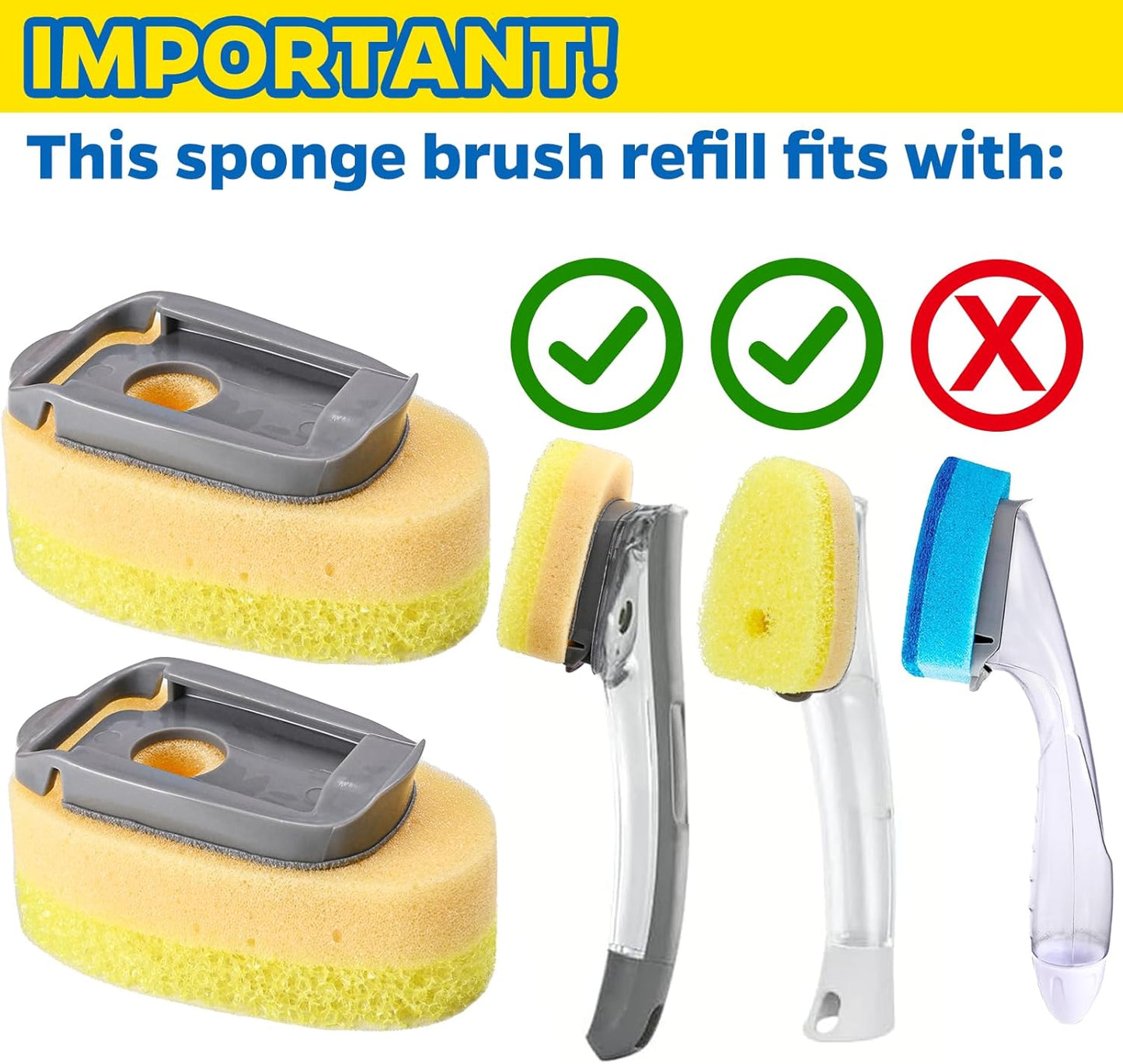 Sponge Dishwand Brush Refills for Scotch-Brite Dishwand - 10 Pack Dish Soap Non-Scratch Brush Refills for Nonstick Pots and Pans, Glass & Tubs (Pink)