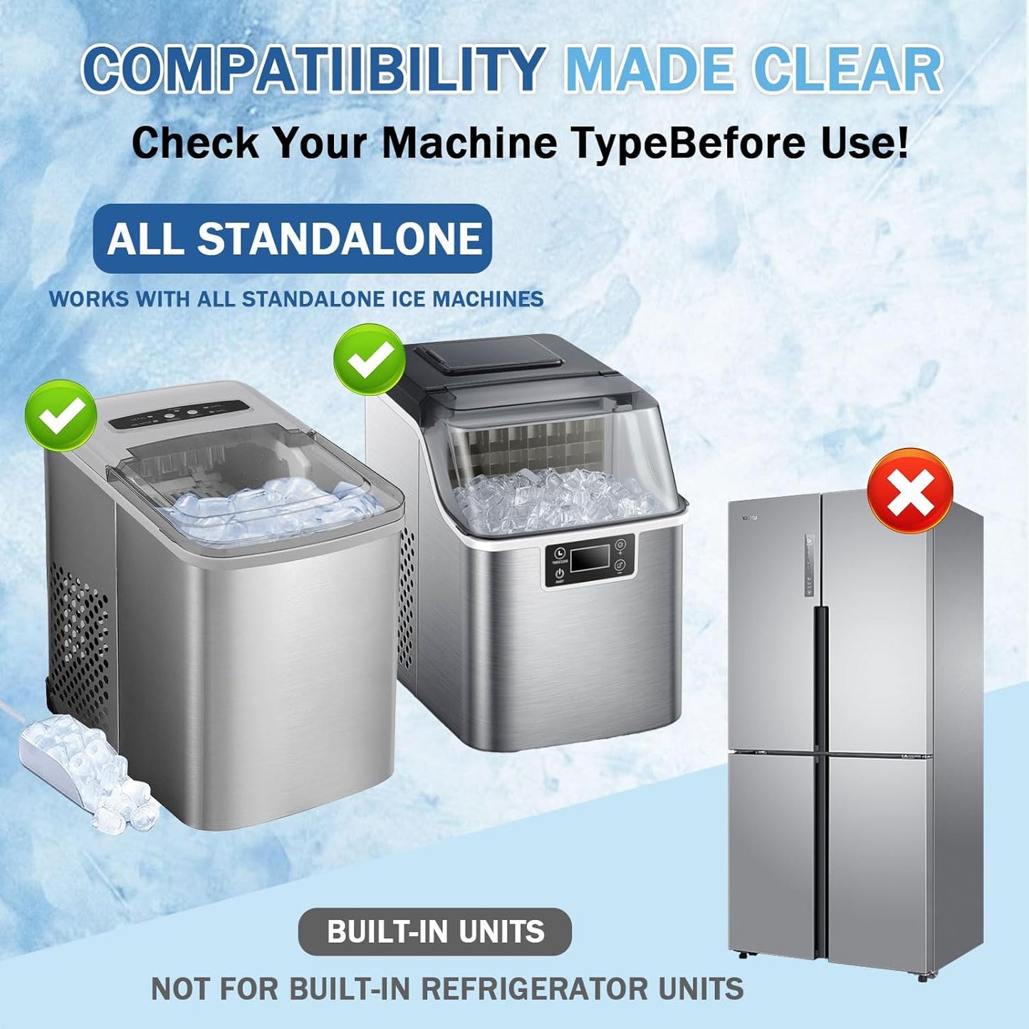 Ice Machine Cleaner Maker Descaler - 48 clean Tablets Compatible with Frigidaire, Opal, GE Profile, Kitchenaid, Nickel Safe Scale Remover for Countertop, Nugget Ice Makers-Odor-Free, Crystal Clear Ice