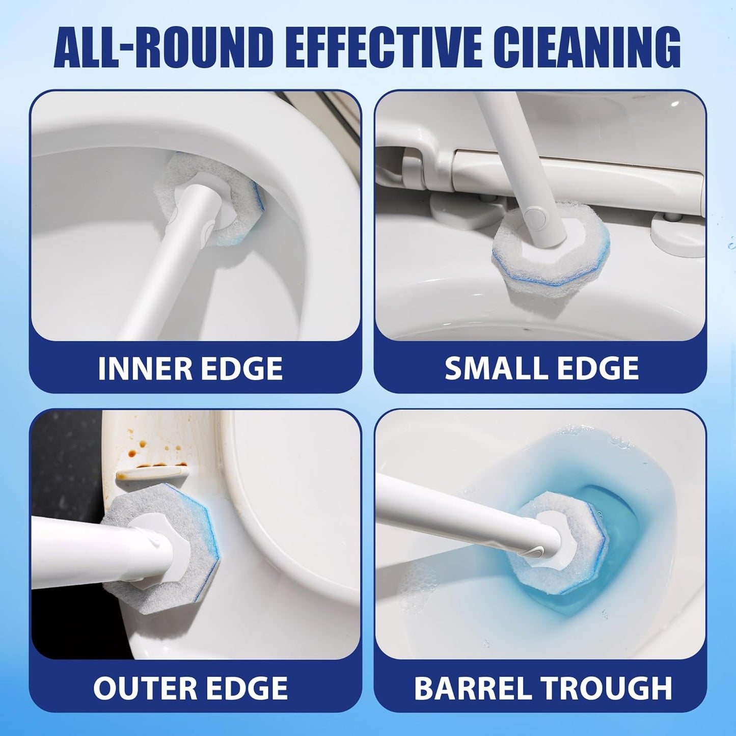 Disposable Toilet Brush and Holder Set with 30 Refills, Wall-Mounted Toilet Brush, Toilet Cleaning System-1 Toilet Bowl Wand, 1 Caddy&30 Prefilled Cleaning Solution Refills for Deep Scrub Toilet.