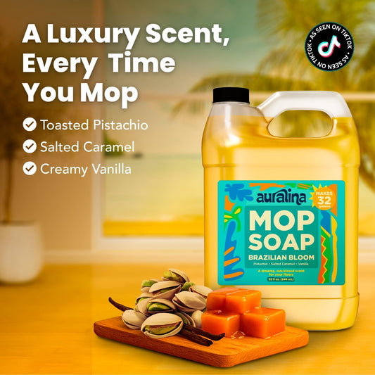 Luxury Mop Soap for Floor Cleaning - Highly Scented Brazilian Waves Concentrated Formula - Best Smelling Floor Cleaner for Mopping Tile, Wood & Laminate - R&W - No Residue, Pet Safe (32oz)