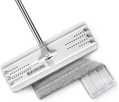 JOYMOOP Flat Mops, Microfiber Mop for Floor Cleaning and Wall Cleaner, 50" Mop Handle with Flexible 13" Flat Head with a Microfiber Mop Pad - White