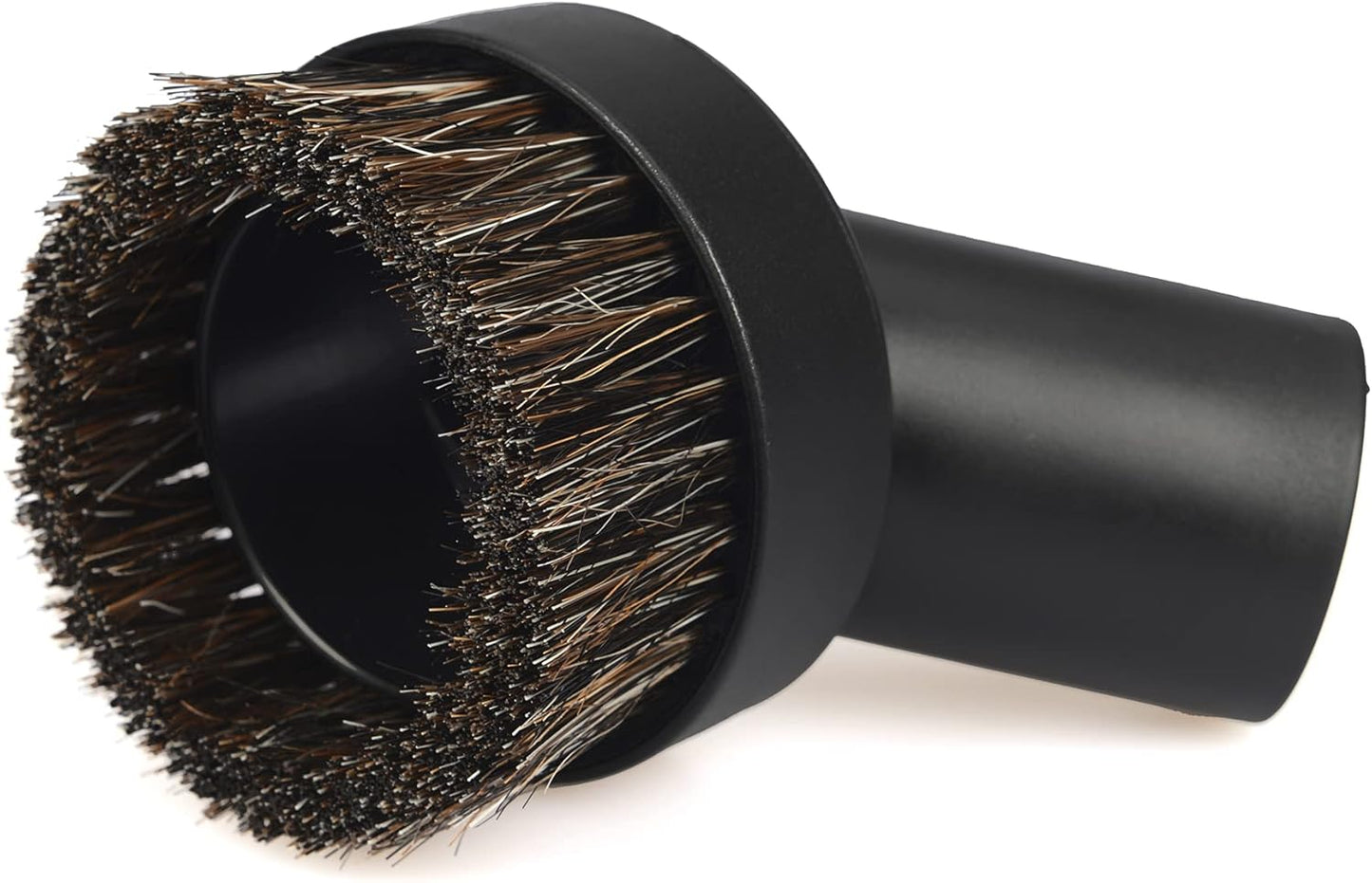 25mm Long Horse Hair with Universal Connector for 25mm/1", 32mm/1-1/4, 35mm/1-3/8 Hose, 1.25 Inch Small Round Dust Suction Brush Vacuum Brush Attachment Soft Bristle Cleaner Replacement with Adapter