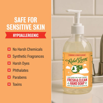 Rebel Green Fresh & Clean Hand Soap Refill - Natural Liquid Hand Soap Refill for Bathroom & Kitchen - Lavender & Grapefruit Scent, 32 Fl Oz