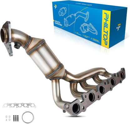PHILTOP Left and Right Catalytic Converter Replacement For 2005-2010 300 2.7/3.5L V6 RWD, 2006-2010 Charger 2.7/3.5L V6 RWD, 2005-2008 Magnum 2.7/3.5L V6 RWD Replace 55434, 55433 (EPA Compliant) - Colors A
