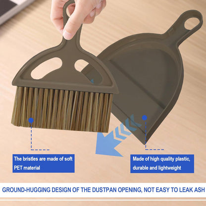 Mini Broom and Dustpan Set Hand Broom with Dustpan Portable Housekeeping Cleaning Tools for Desk,Counter,Sofa,Kitchen,Office,Nest (Off White)
