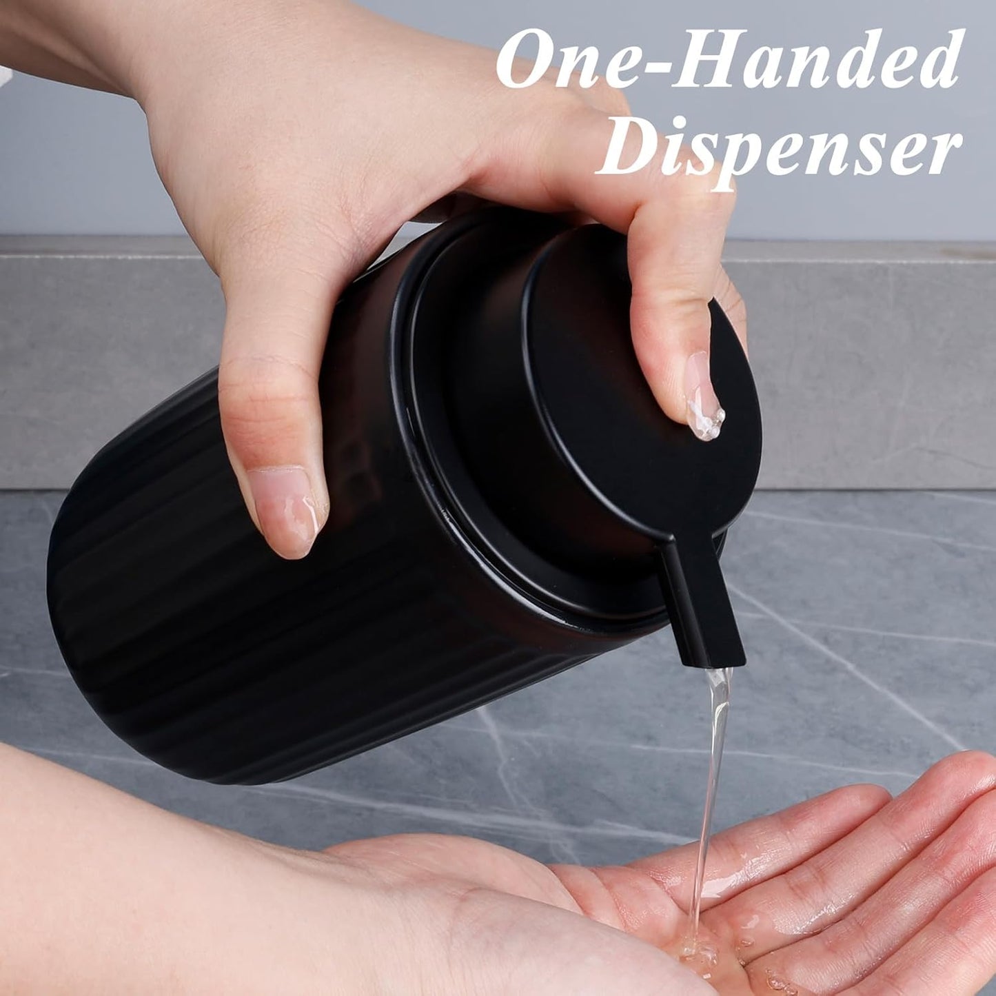 BosilunLife Dish Hand Soap Dispenser - Liquid Pump Soap Dispenser for Bathroom Decro 12oz Ceramic Kitchen Dish Dispenser with Rust-Proof Liquid Pump Modern Refillable Lotion Bottles