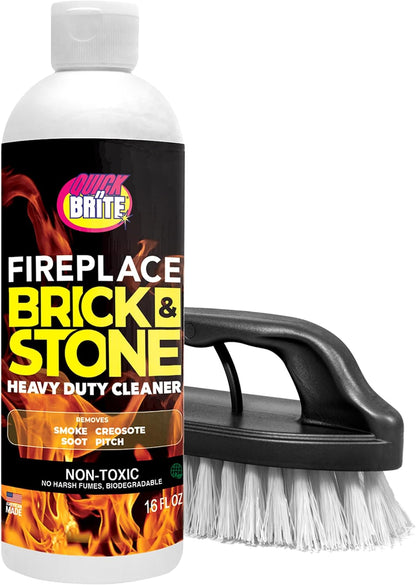 Quick 'n Brite Fireplace Gel Cleaner for Brick, Stone, Rock, Tile, and Marble, Nonabrasive Fireplace Cleaner, Made in the USA, 16 oz