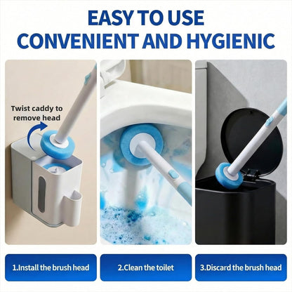 64 Count Value Pack: Disposable Toilet Brush Heads with Pre-Loaded Cleaner | KZKR Toilet Bowl Wand Refills for Bathroom Cleaning | Bulk Economy Pack