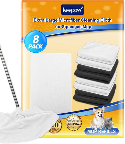 KEEPOW 6PCS Extra Large Microfiber Cleaning Cloth, 30"x20" Washable Reusable Floor Cloth for Squeegee Mop House Floor Kitchen Car Window Highly Absorbent, Lint and Streak Free (Green & Blue & Grey)