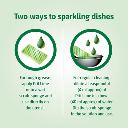 Pril Lime Liquid Dishwash Gel - 750ml | Dish Cleaning Liquid Gel with German Technology - Active Power Molecules Leaves No Residue, Grease Cleaner For All Types of Utensils