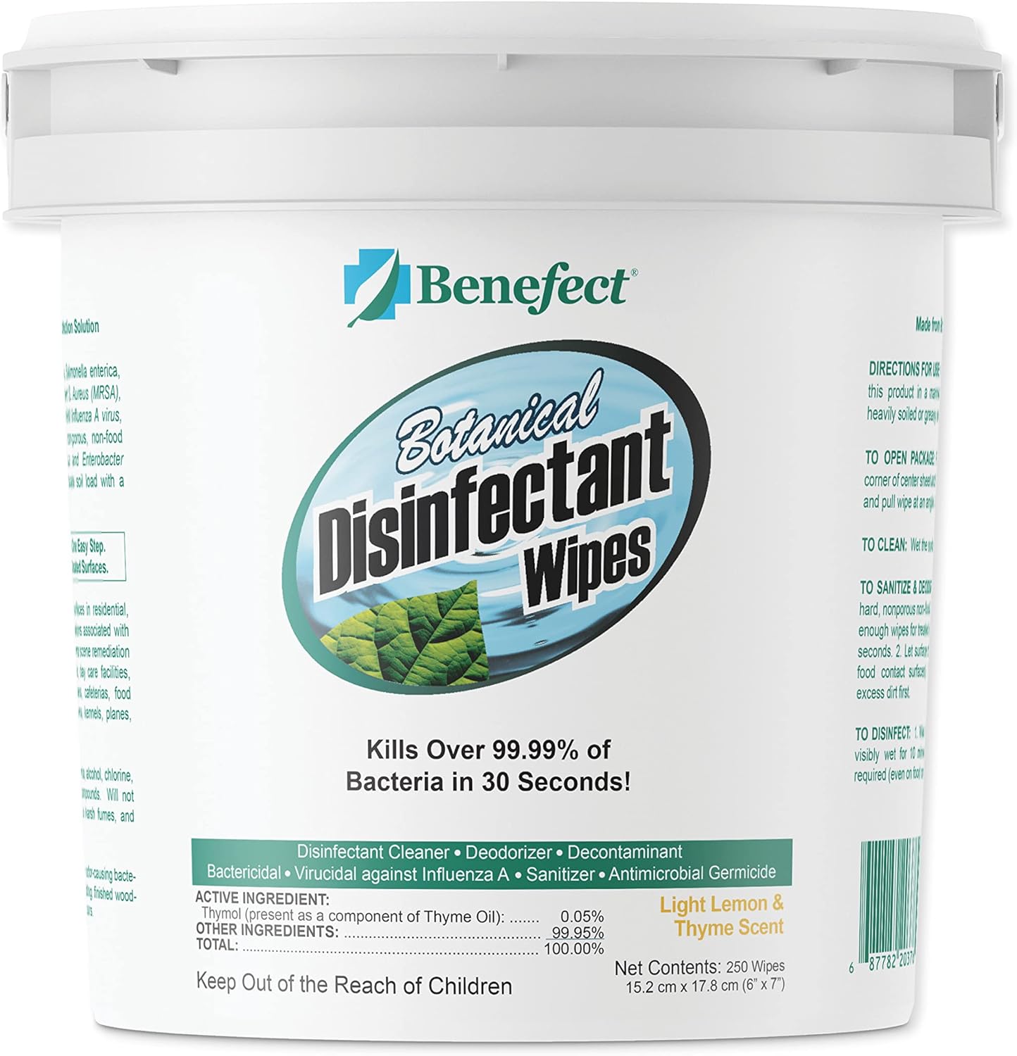 Benefect Botanical Disinfecting Wipes - (170 Wipe Count) Natural, No Residue - Antibacterial Disinfectant, Multi-Surface Cleaning and Sanitizing Wipes