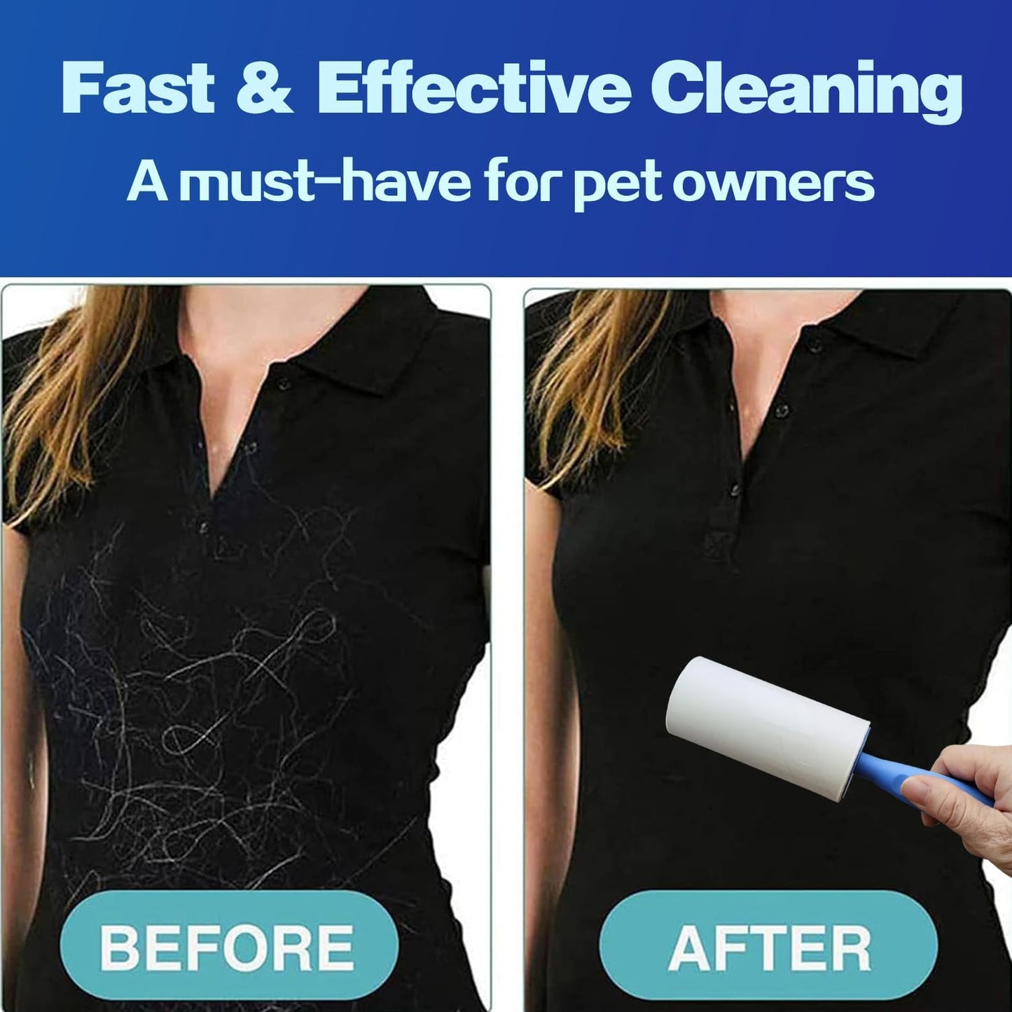 Lint Rollers for Pet Hair Extra Sticky, 600 Sheets Value Set Lint Roller with 2 Upgraded Handles, 6 Rollers Portable Pet Lint Remover for Clothes, Furniture, Carpet, Dog & Cat Hair Removal