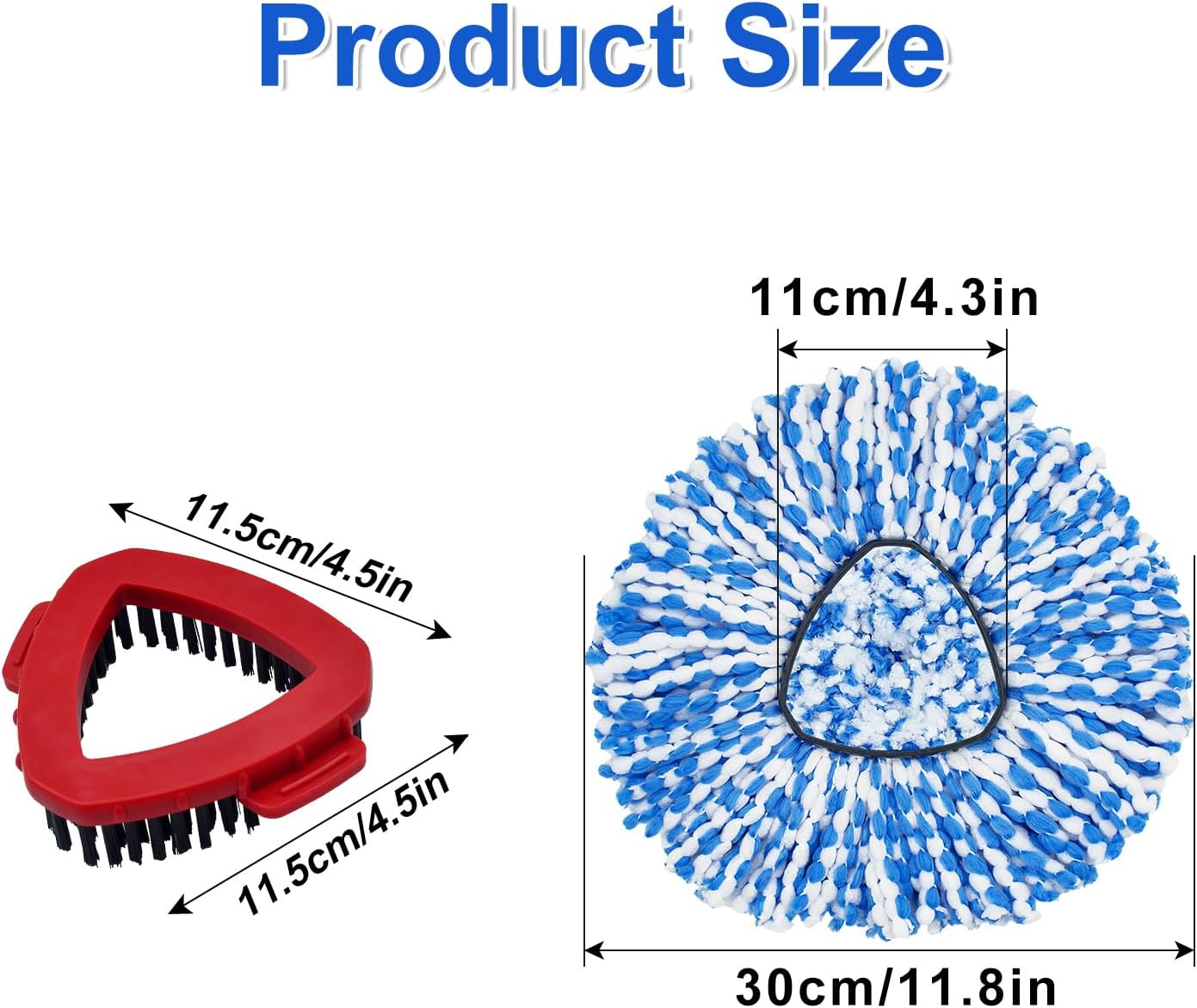 Mop Head Replacement Compatiable with Ocedar RinseClean 2-Tank System, Mircofiber Mop Heads Refill and Scrub Brush for O Cedar Rinseclean Spin Mop, 6 Pack Mop Refills & 2 Scrub Head for Floor Cleaning