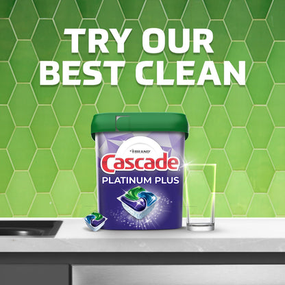Cascade Free & Clear ActionPacs, Dishwasher Detergent, Lemon Essence, Dishwasher Soap, Dishwasher Pods, 62 Count