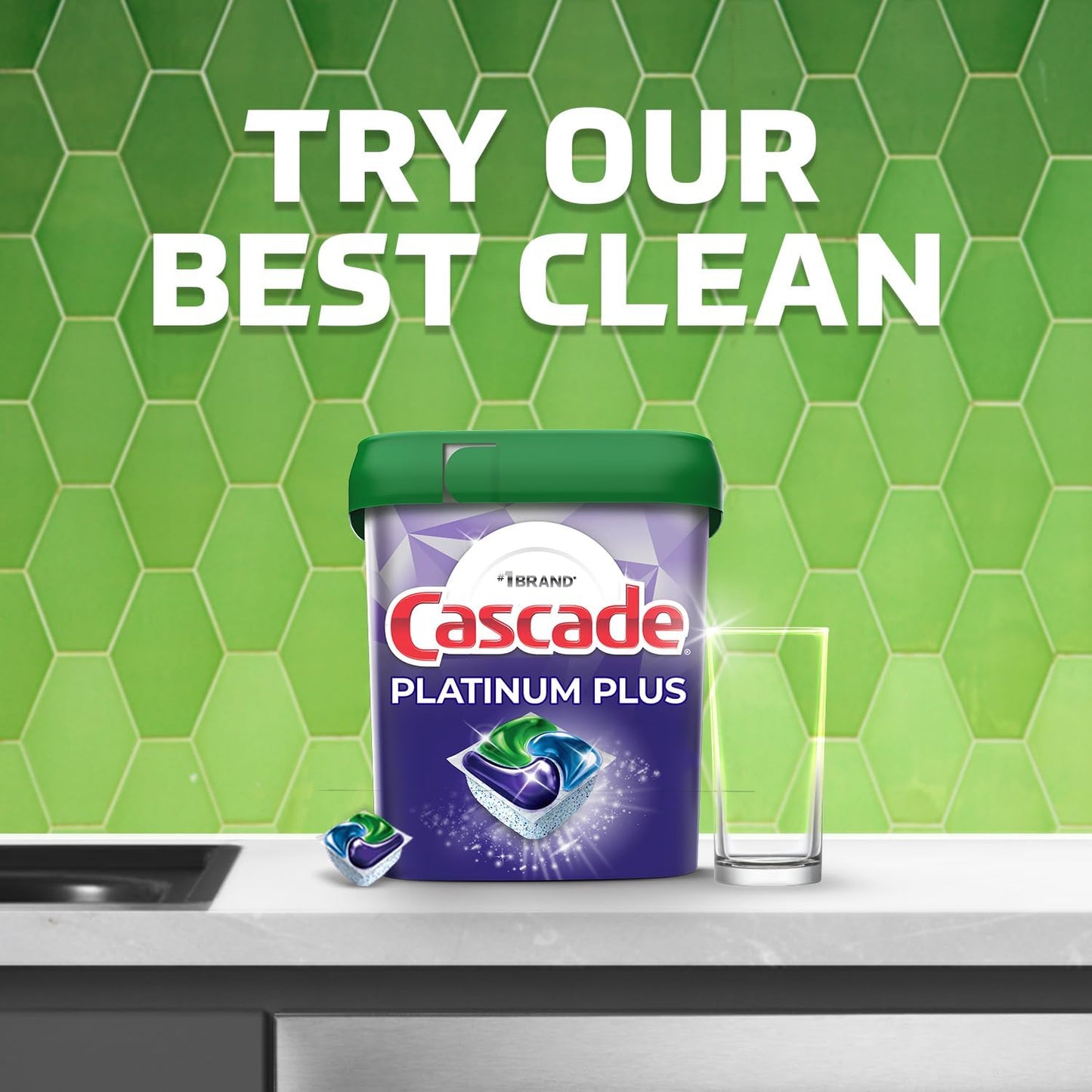 Cascade Platinum Plus ActionPacs Dishwasher Detergent Pods, Dishwasher Soap, Mountain, 52 Count