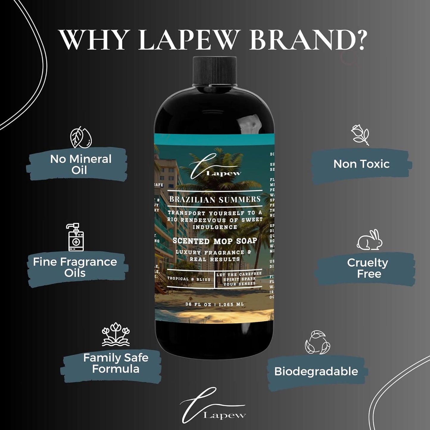 Lapew Black Sea Scented Cleaning Bundle | Carpet Deodorizer Powder (16 oz) & Mop Soap Concentrate (36 oz) | Pet-Friendly Odor Eliminator - Colors A
