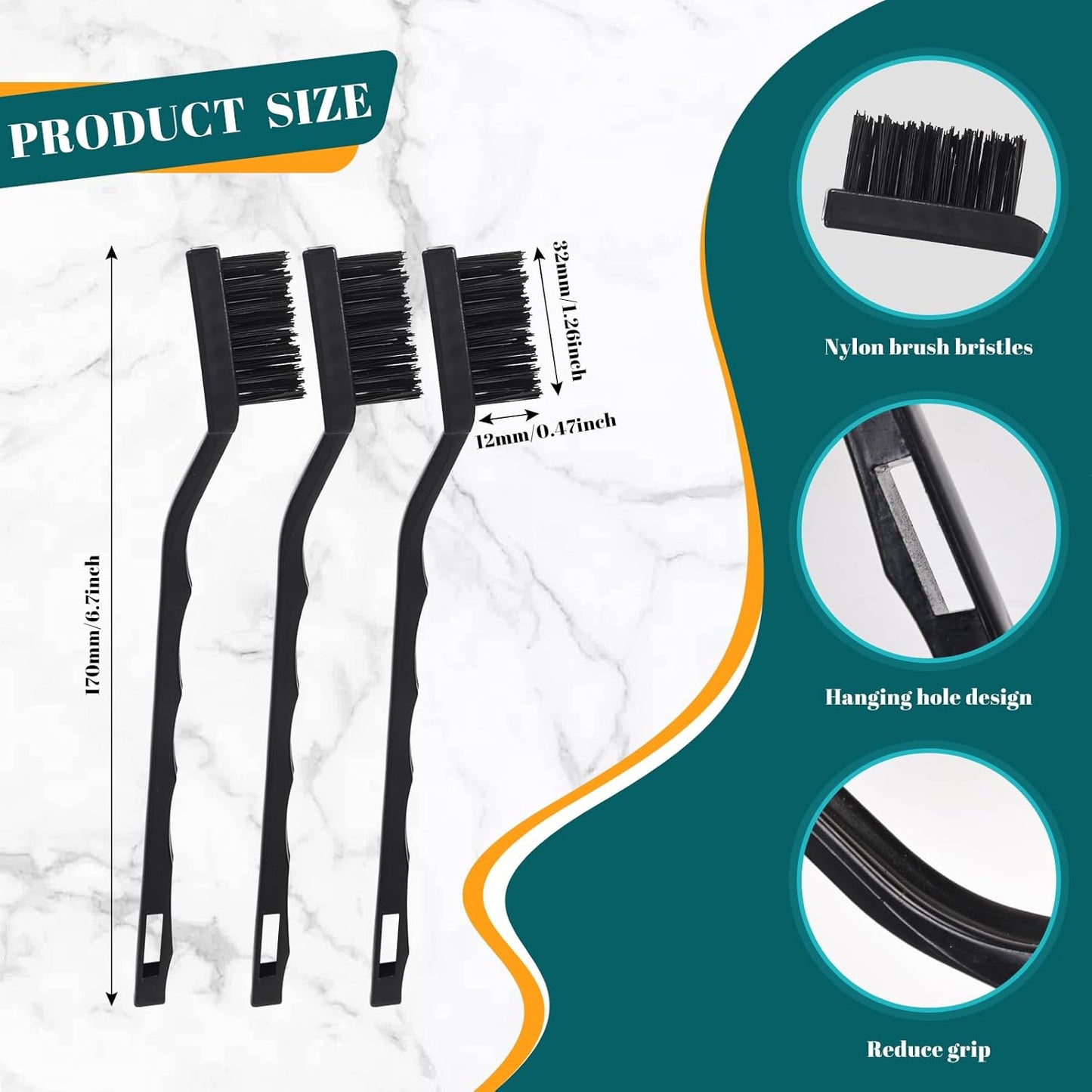 12 Pcs Mini Stainless Steel Wire Brush Set, Wire Scratch Brush with Curved Handle, Cleaning Weld Slag and Rust