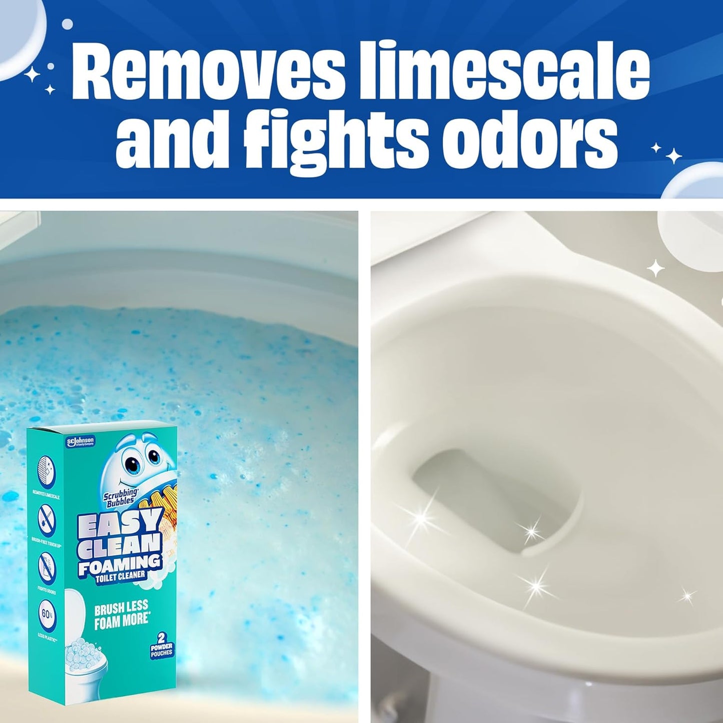 Scrubbing Bubbles Easy Clean Foaming Toilet Bowl Cleaner, Easy Toilet Drop In Powder Pouches, 100g (5 Pouches)
