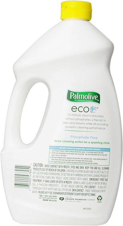 Palmolive Eco Dishwasher Detergent Gel, Lemon Splash - 45 ounce (Pack of 3) - Packaging May Vary
