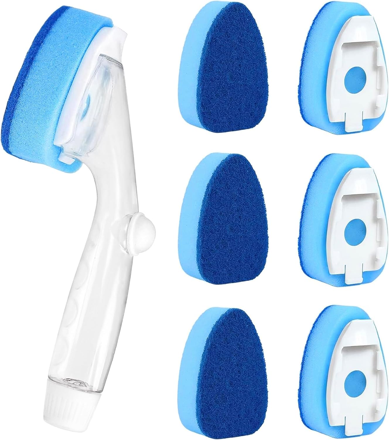Leak Proof Dishwand Refills with Scrub Dots,Non Scratch Sponge Heads for Dish Wand,20% Thicker Heavy-Duty Scrubber Replacement,Fits Most Handles,Works with All Dish Soaps,Ideal for Kitchen