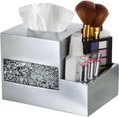 Creative Scents Crackled Glass Toilet Brush with Holder - Silver Toilet Bowl Cleaner Brush and Holder - Good Grip, Deep Cleaning, Decorative Design Compact Toilet Bowl Scrubber