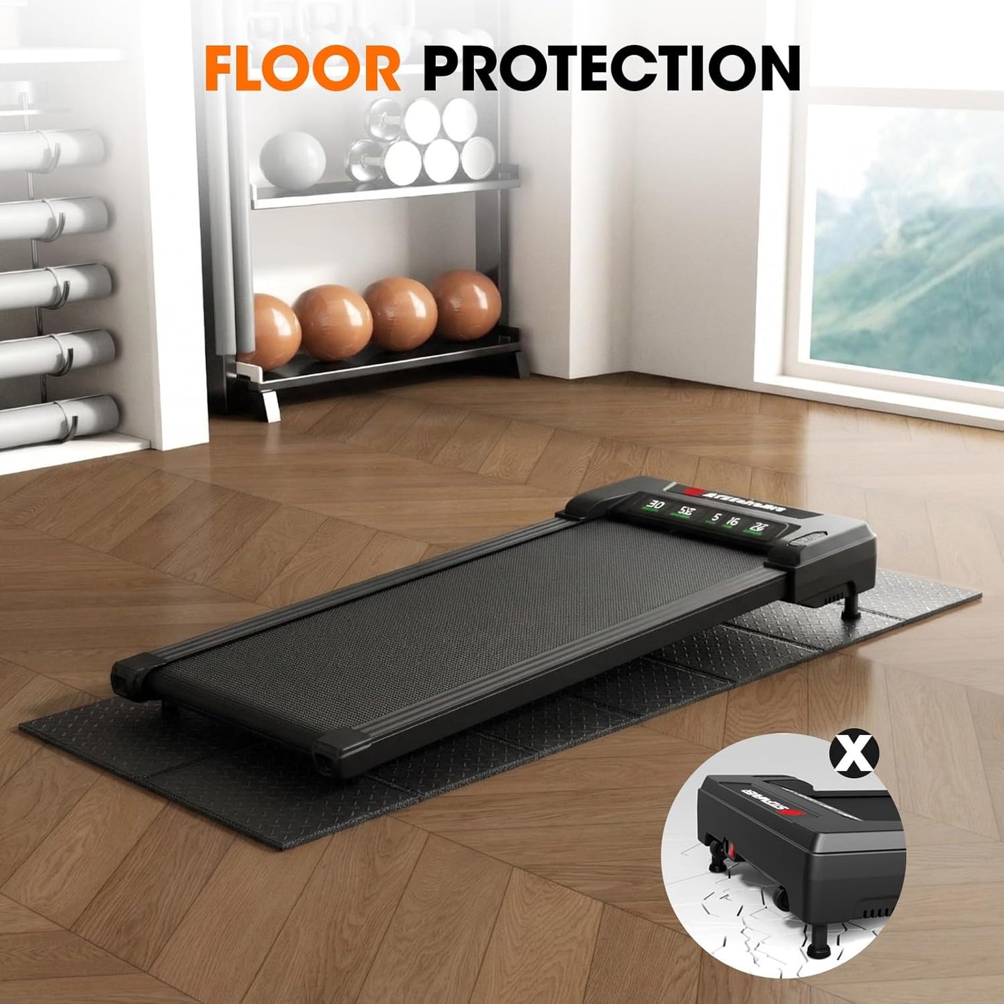 Stepwaver 2 Pack Double Non-Slip Workout Mat for Ellipse Leg Exerciser, 23.6" × 11.8" 0.2" Thick Ellipse Machine Mat, Exercise Mats for Under Desk Ellipticals