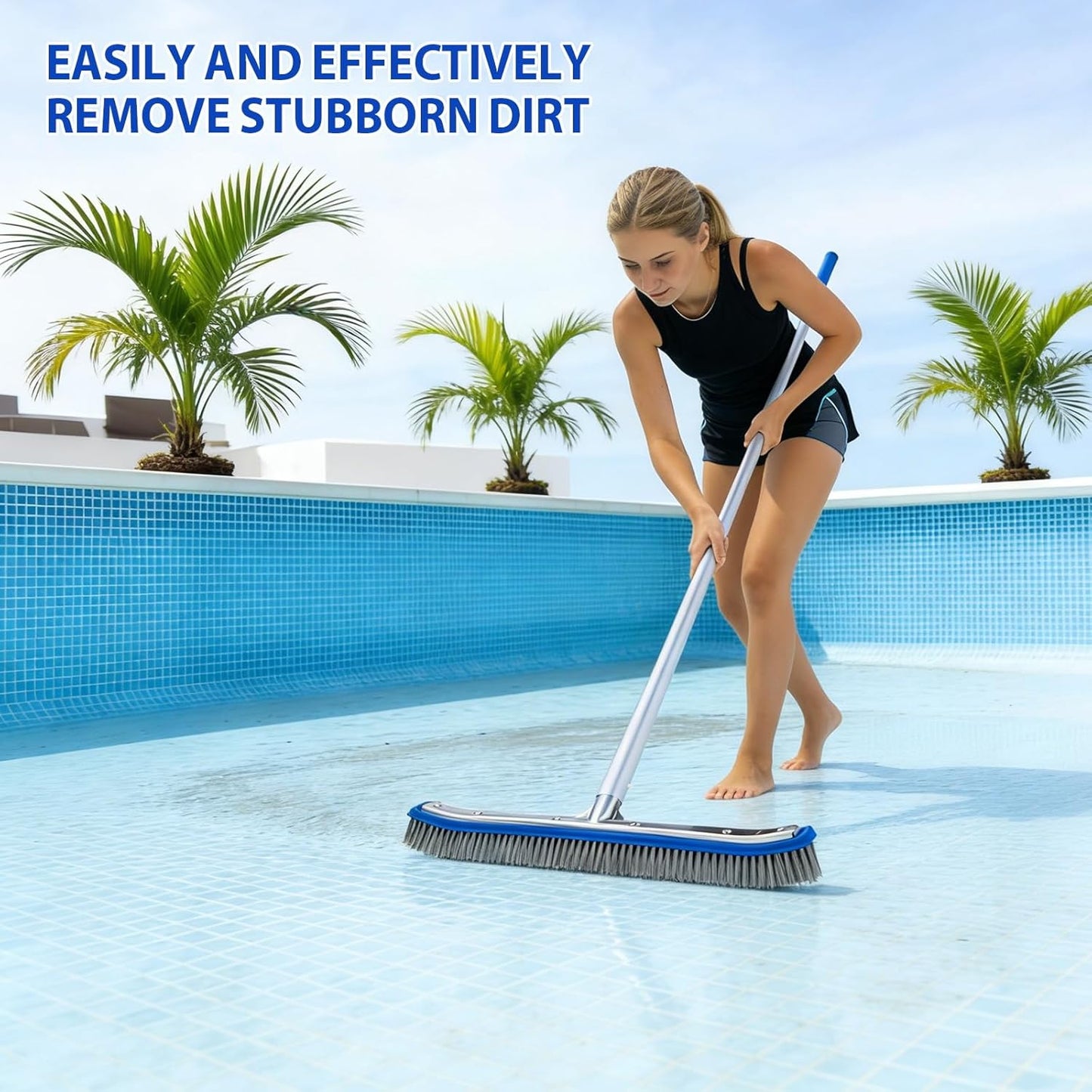5-Inch Pool Brush Head - Combo Nylon & Stainless Steel Wire Bristles, Heavy Duty Metal Pool Brushes for Extra Scrubbing Power, for Cleaning Inground Pool Tiles, Concrete, Walls, Floor, Steps, Corners
