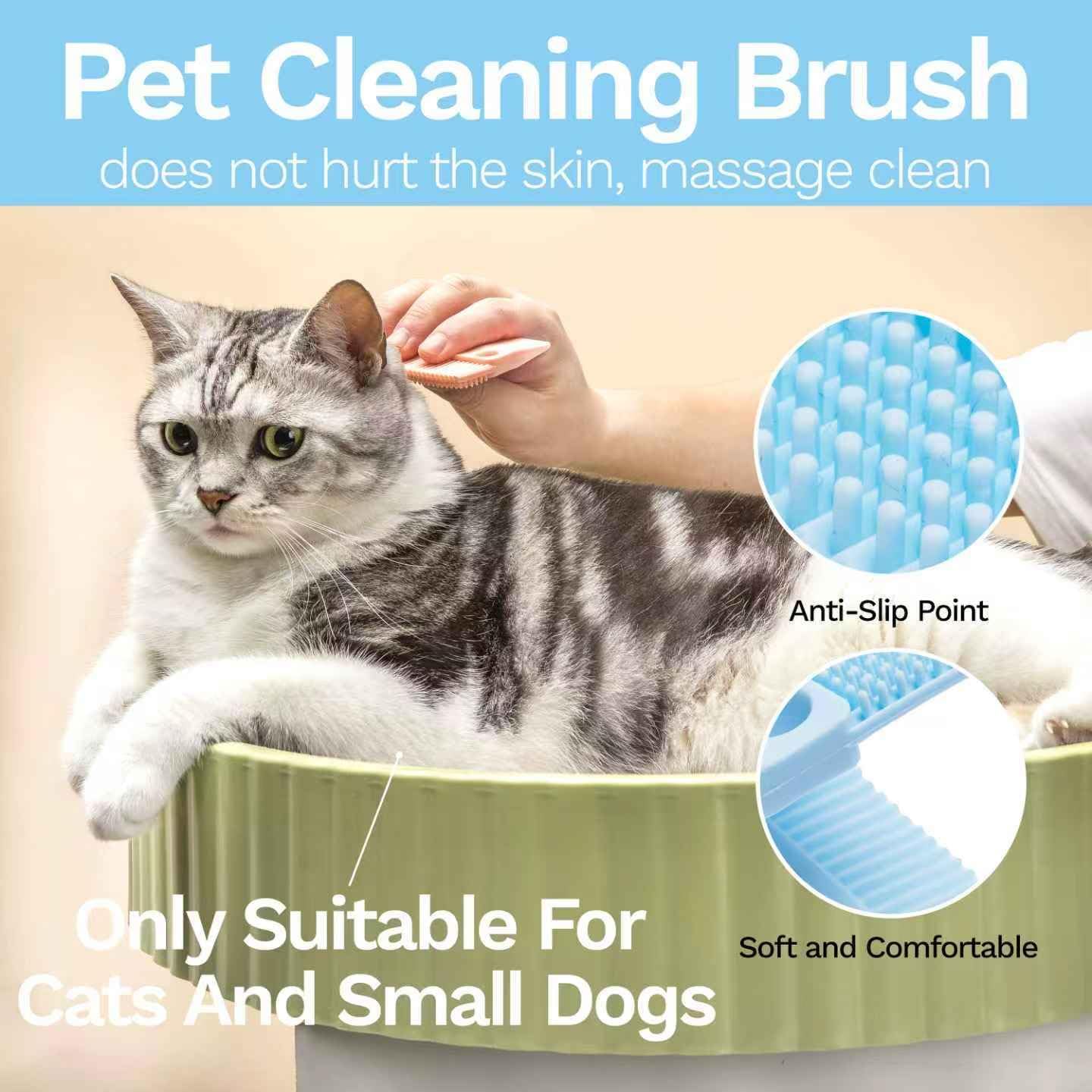 Silicone Pet Hair Removal Tool 2-in-1 Dog Cat Brush for Shedding & Lint Remover for Couch Carpet 2 Pack Pet Supplies (Pink and Blue)