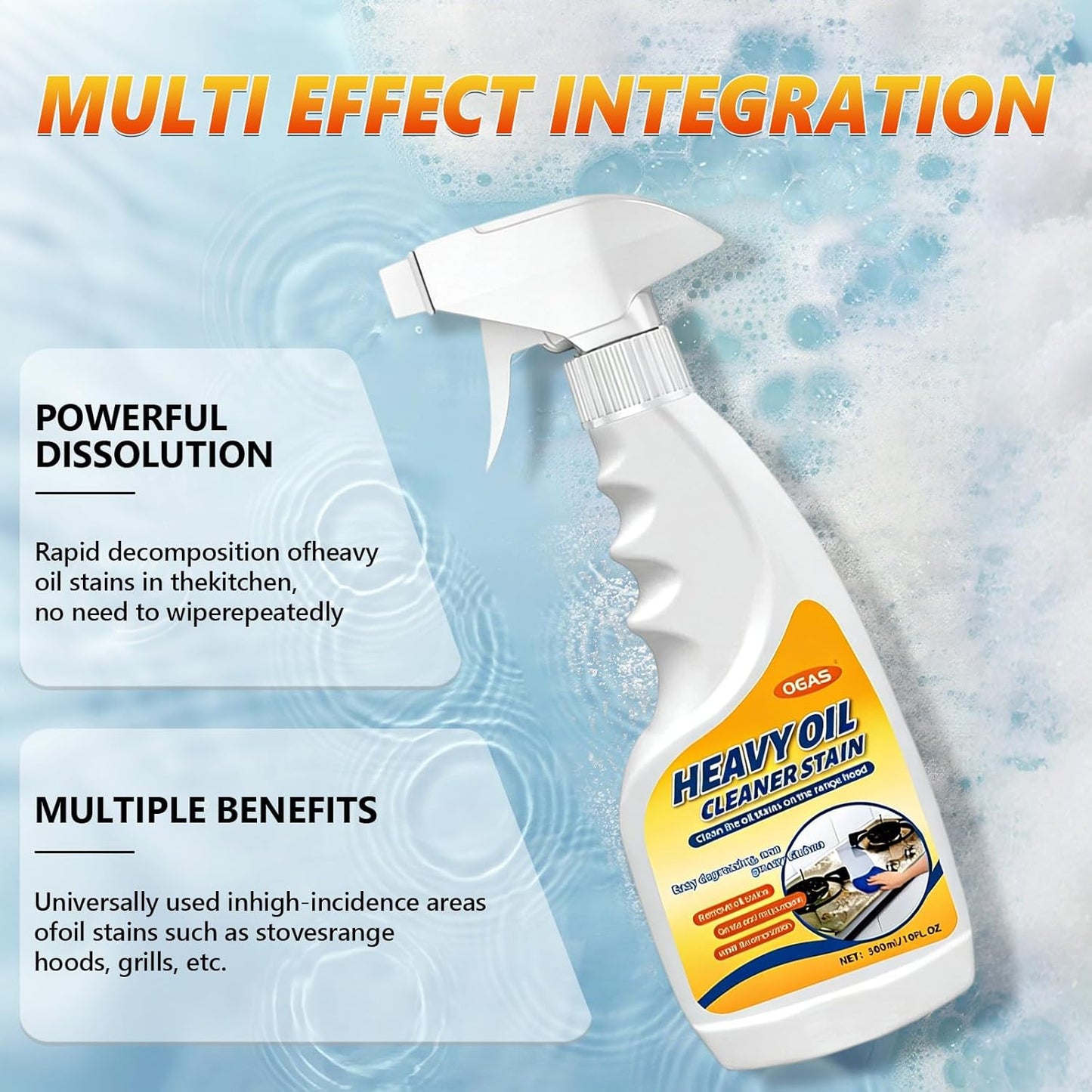 Heavy Oil Cleaner Stain,Heavy Oil Stain Cleaner Kitchen,Clean Up Kitchen Oil Stains Spray,Kitchen Spray Cleaner,Multi-purpose Oils Stain Cleaner,Clean Up Kitchens Oil Stains (300ml)
